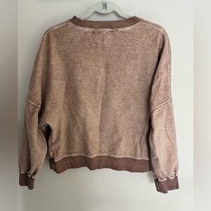 Something Navy Oversized Reverse Jersey Brown Sweatshirt Pullover Size Small